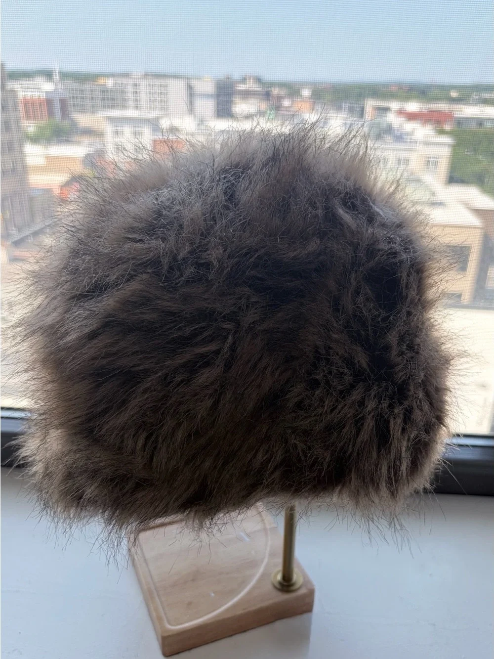 Plush Brown Faux Fur Decorative Accent